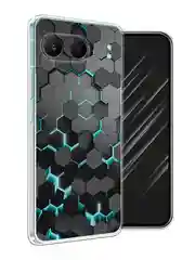Бирюзовый чехол на OnePlus Nord 4 5G / Ван Плас Норд 4 5G прозрачный, с принтом, защита камеры
