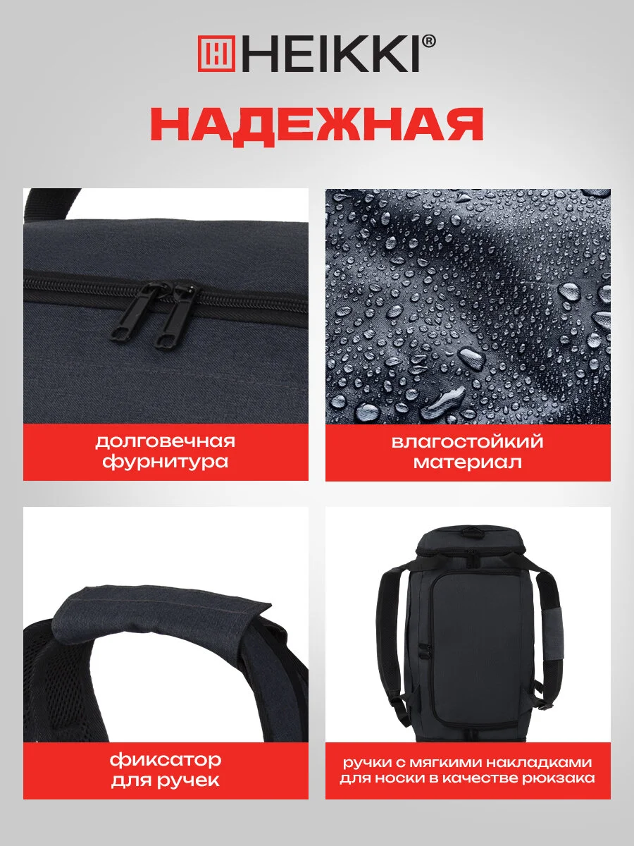 Сумка спортивная Heikki Travel, 272628, дорожная на плечо д/ фитнеса, бассейна, 7 карманов