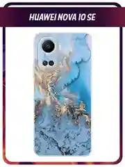 Голубой силиконовый чехол на Huawei Nova 10 SE 4G, Хуавей Нова 10 SE, с рисунком, защита камеры