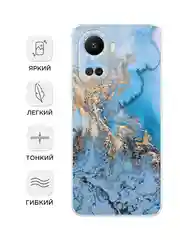 Голубой силиконовый чехол на Huawei Nova 10 SE 4G, Хуавей Нова 10 SE, с рисунком, защита камеры