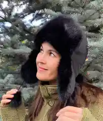 Серый шапка ушанка, меховая