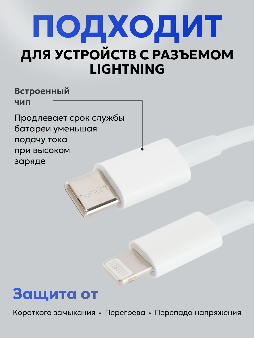 Зарядное устройство для iPhone, 20W, быстрая зарядка с кабелем Type-c - lightning