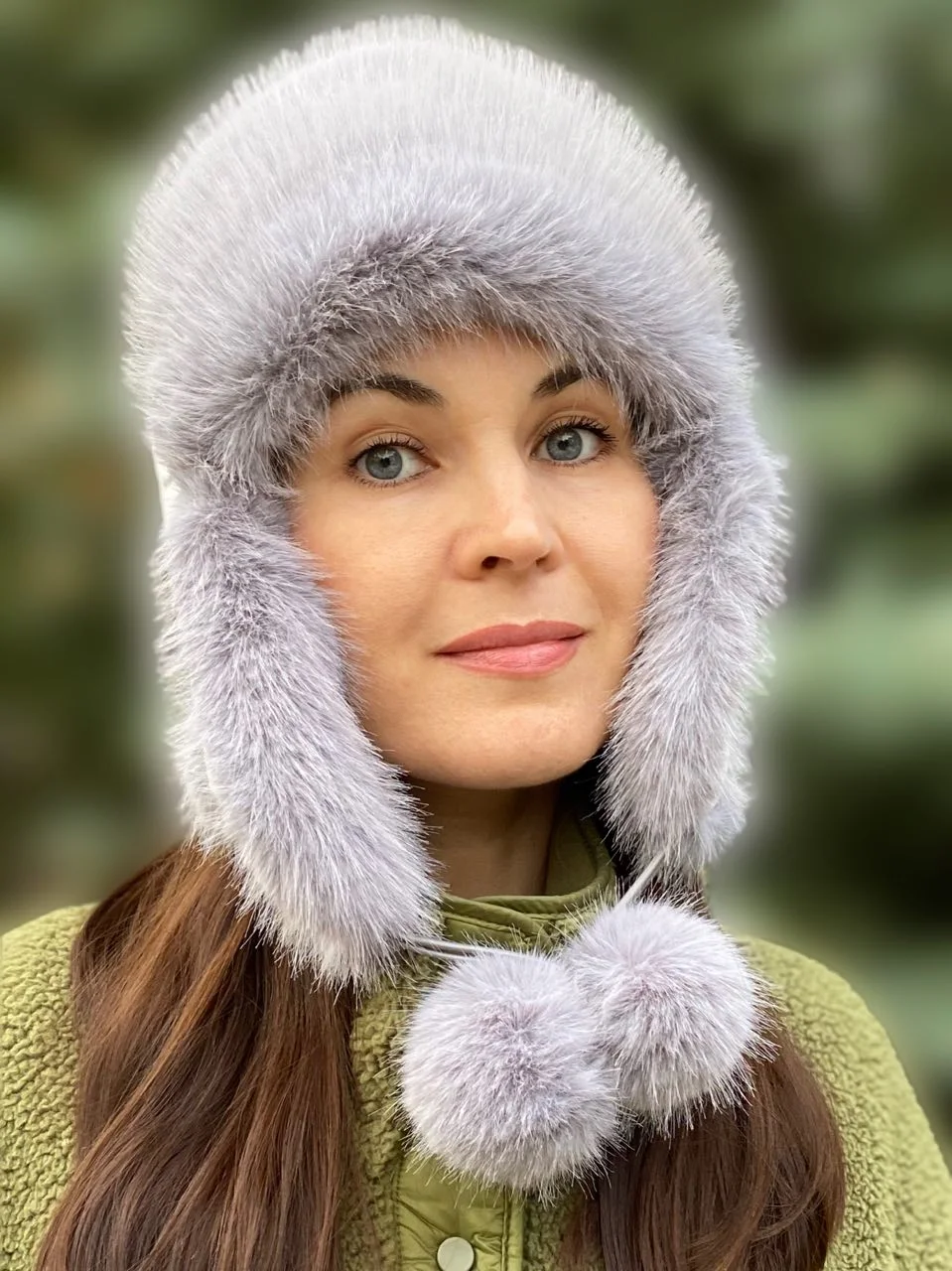 Серый шапка ушанка, меховая