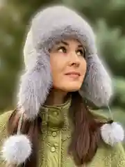 Серый шапка ушанка, меховая