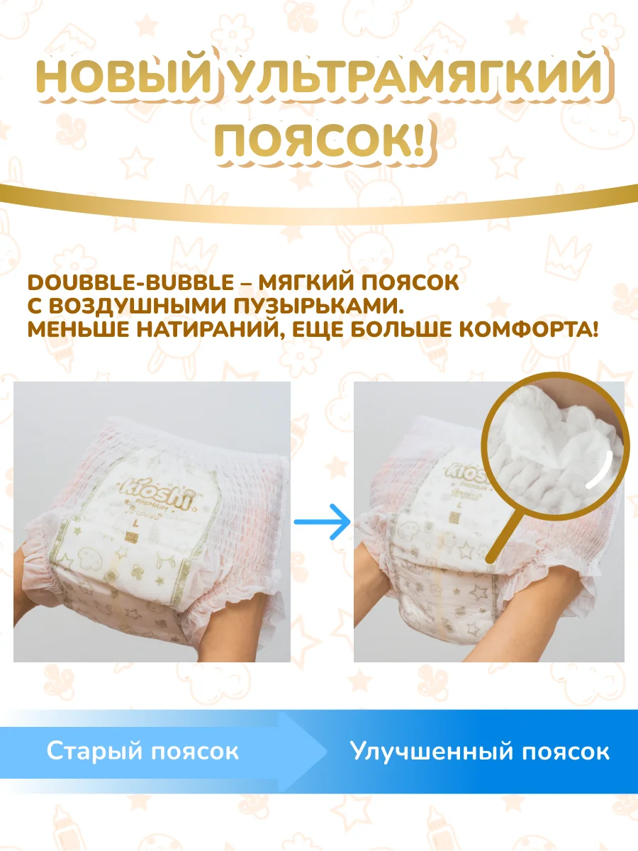 Подгузники-трусики KIOSHI PREMIUM Ультратонкие XXXL 18+ кг 28 шт