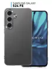 Прозрачный чехол для Samsung Galaxy S24 FE силиконовый ROSCO матовый/ прозрачный/ с карманом для карт
