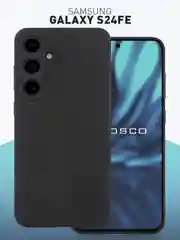 Черный чехол для Samsung Galaxy S24 FE силиконовый ROSCO матовый/ прозрачный/ с карманом для карт