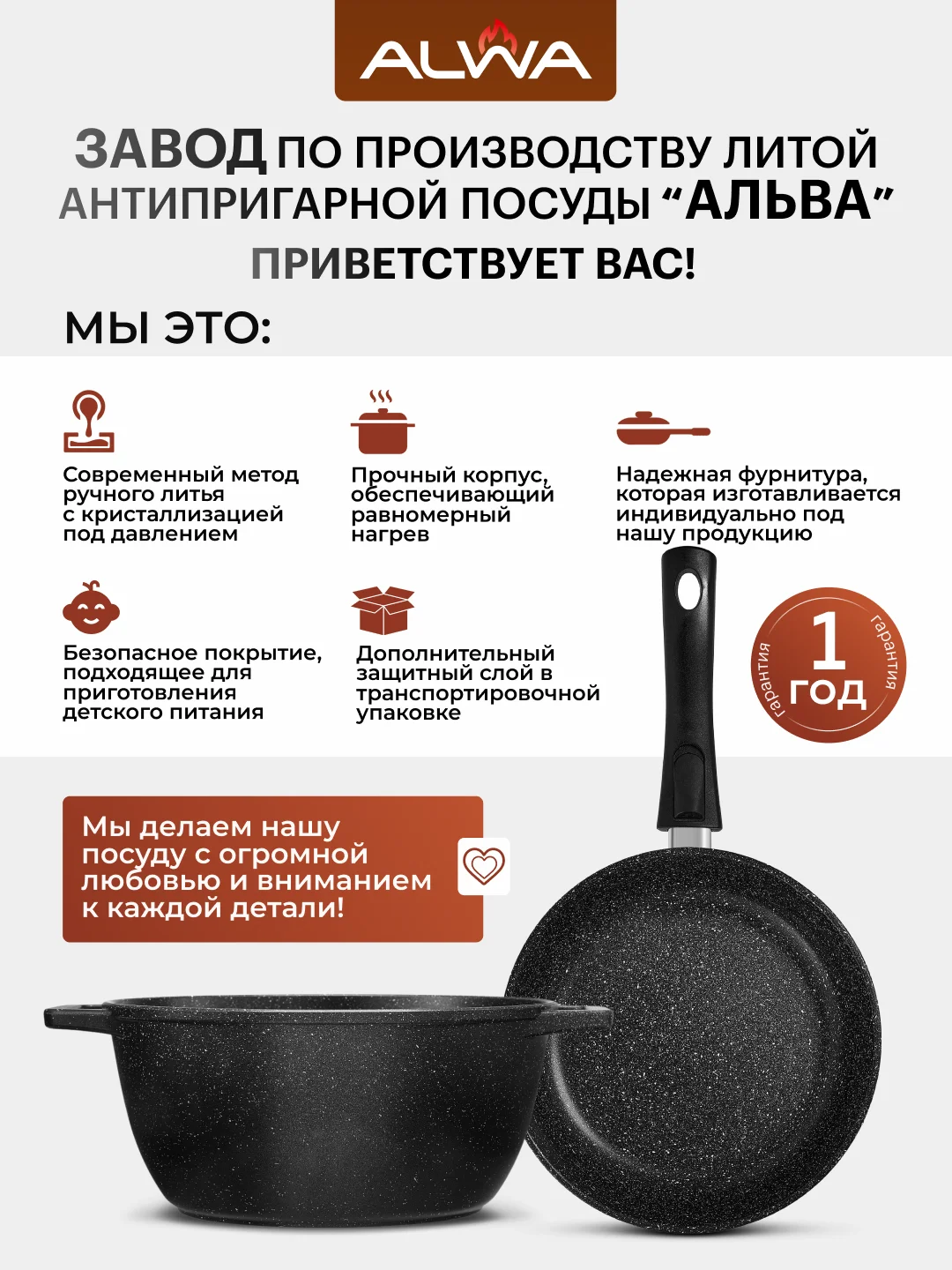 Кастрюля-жаровня со стеклянной крышкой 28 см, 4 л с антипригарным покрытием сотейник эко