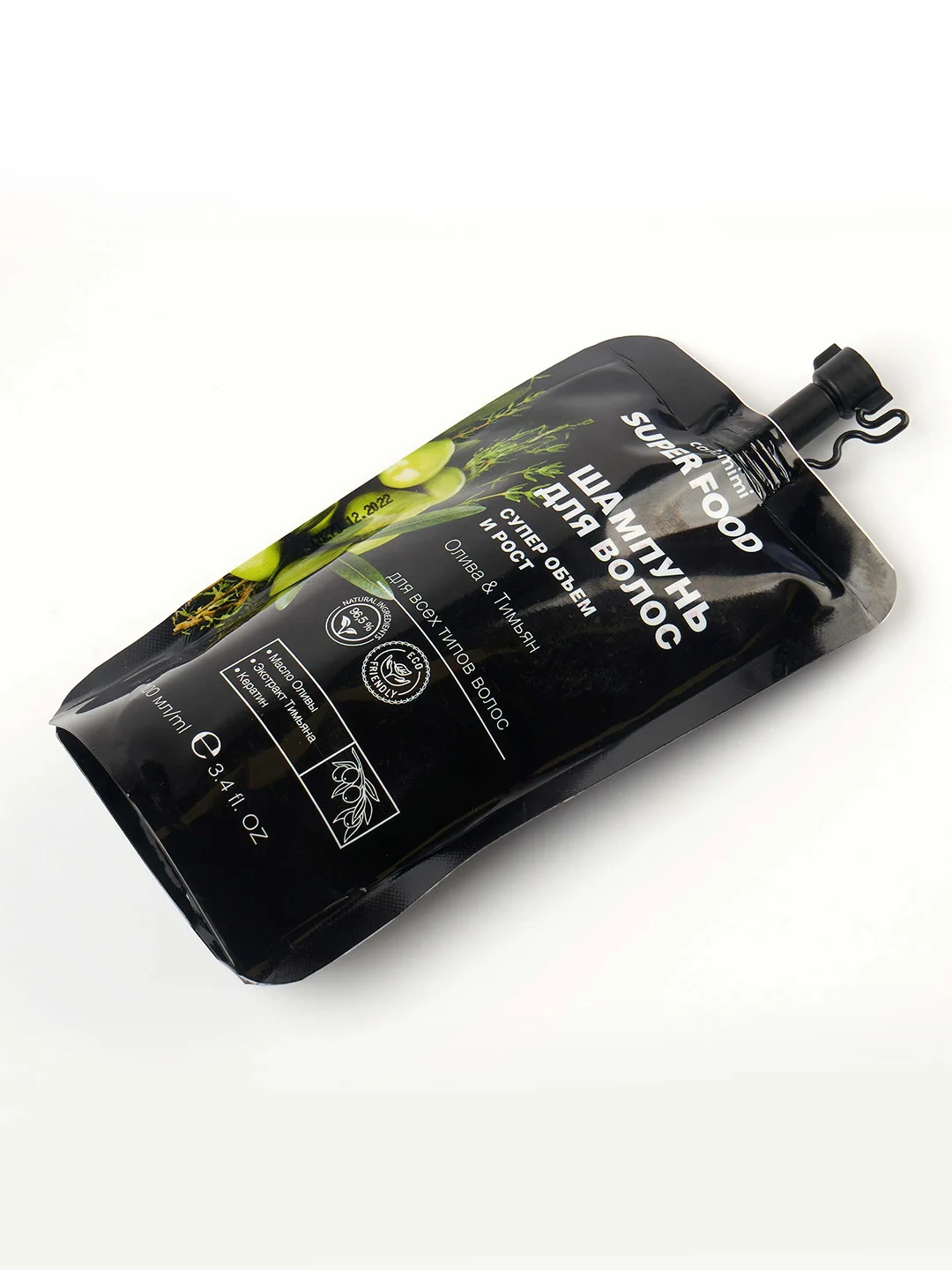 Cafe mimi Super Food  Шампунь для волос  Супер объем и рост Олива & Тимьян, 100 мл