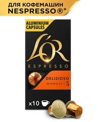 Кофе в капсулах LOR Espresso Delizioso, натуральный, жареный, 10 капсул по 52 г