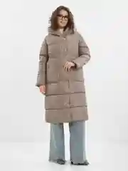 Бежевый женский пуховик зимний