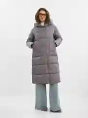Серый женский пуховик зимний