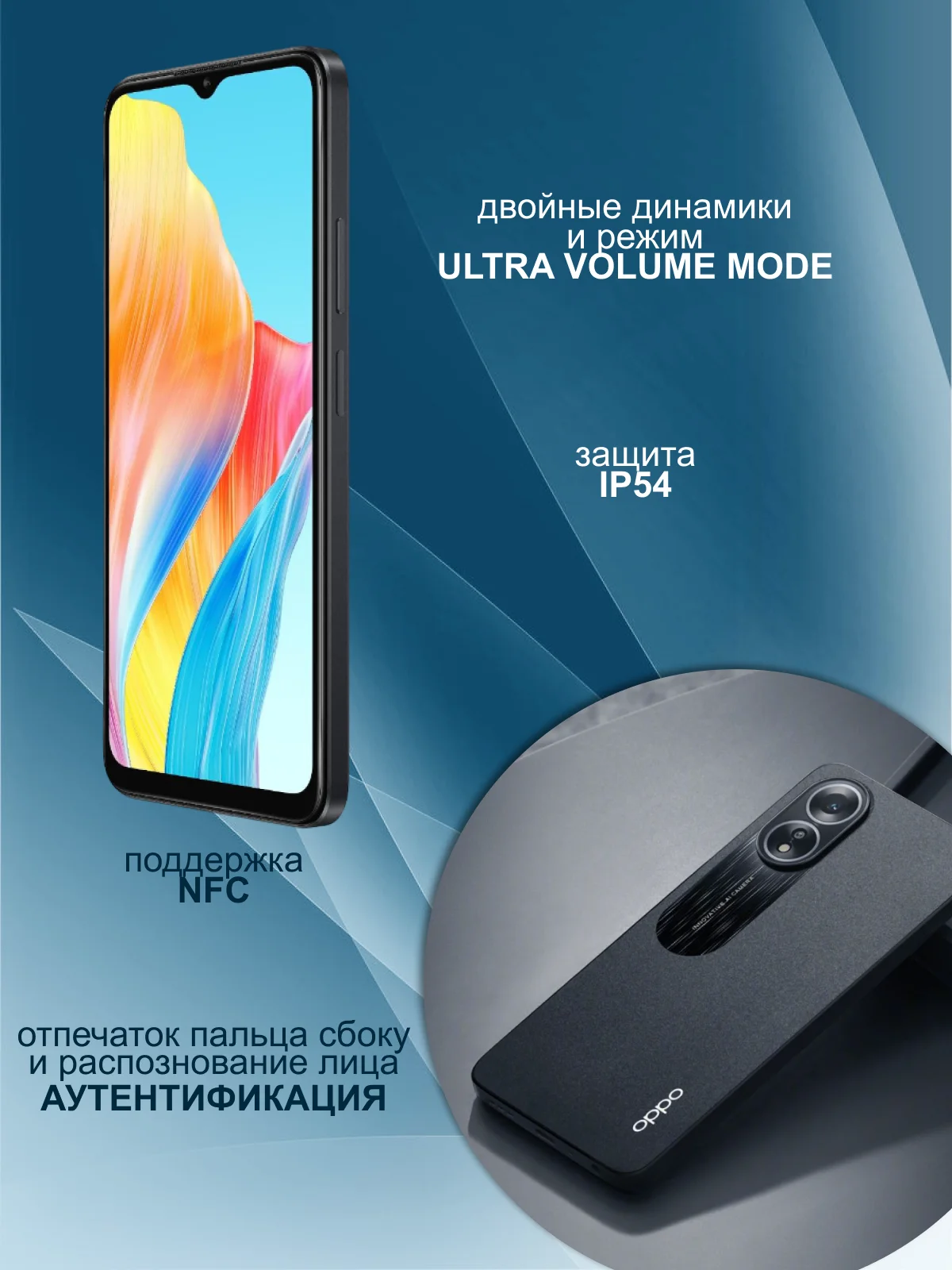 Черный смартфон Oppo A38 4/128 Гб