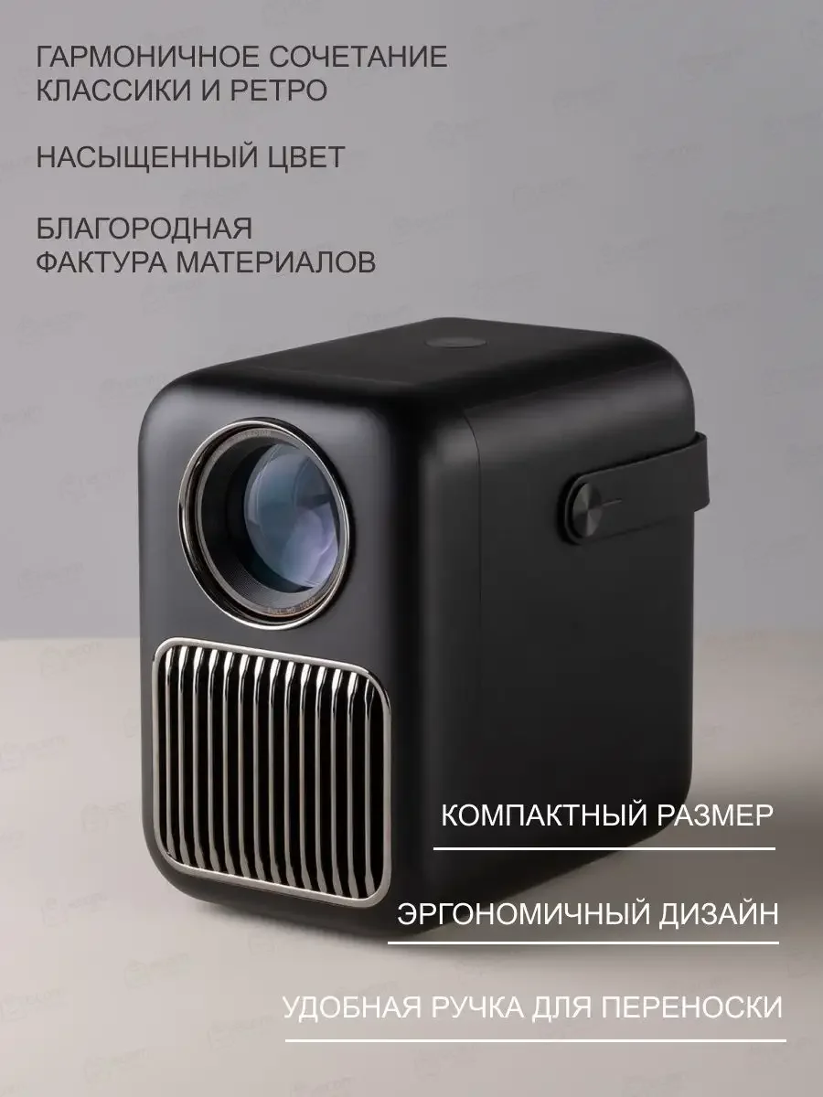 Черный портативный проектор Wanbo Projector T6R Max Android 9.0, Wi-Fi, Bluetooth, 16 Гб + 1 Гб
