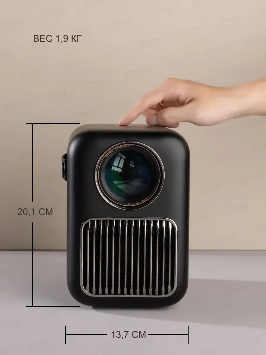 Черный портативный проектор Wanbo Projector T6R Max Android 9.0, Wi-Fi, Bluetooth, 16 Гб + 1 Гб