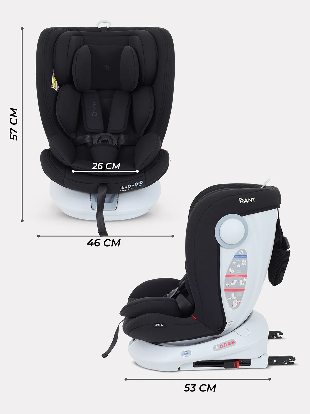 Черный автокресло RANT DRIVE isofix группа 0-1-2-3  0-36 кг