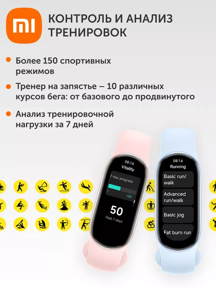 Фитнес браслет/ смарт часы Xiaomi Smart Band 9 серебристый ледник для мужчин и женщин