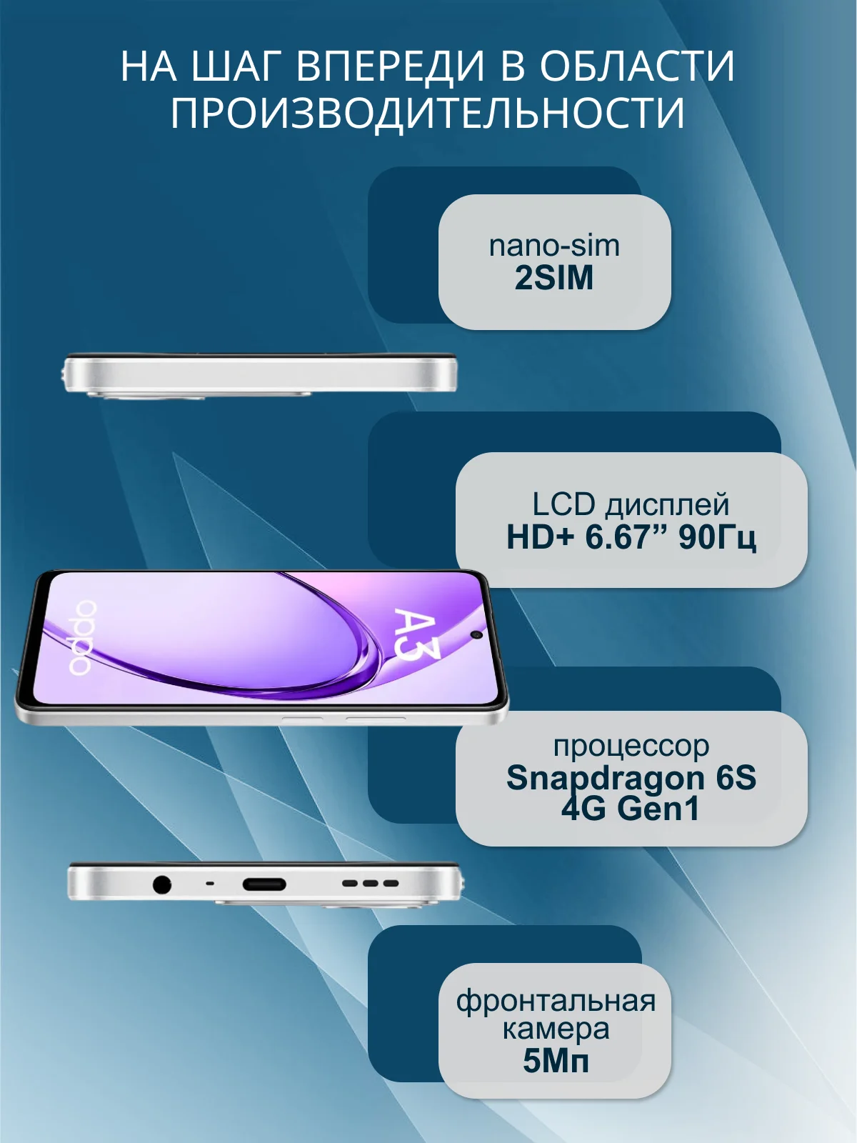 Белый смартфон Oppo A3 6/256 Гб