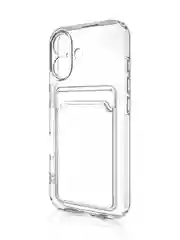 Прозрачный чехол для Apple iPhone 16 силиконовый ROSCO с карманом для карт, защитой камер, картхолдер