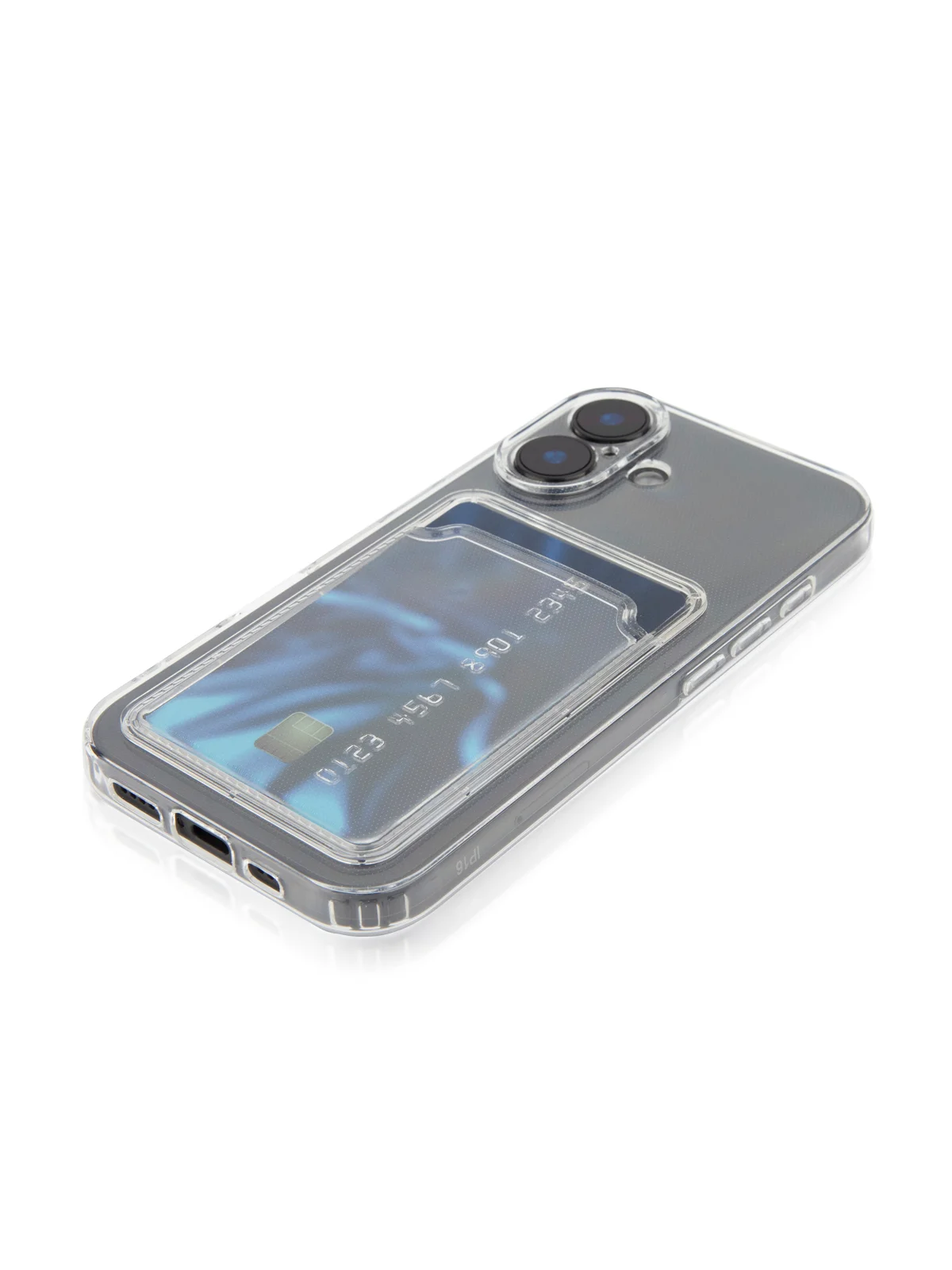 Прозрачный чехол для Apple iPhone 16 силиконовый ROSCO с карманом для карт, защитой камер, картхолдер