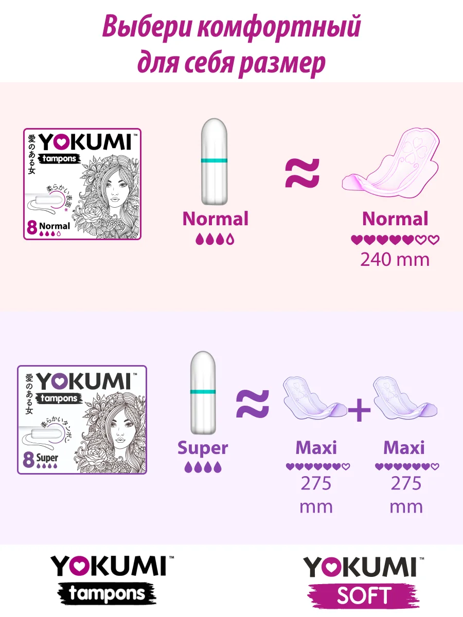 Тампоны женские гигиенические впитывающие YOKUMI Normal