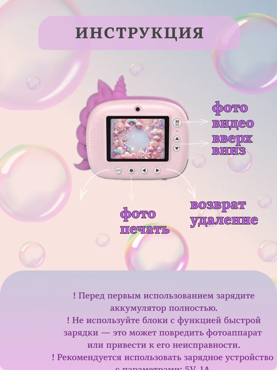Конфетный детский фотоаппарат с мгновенной печатью