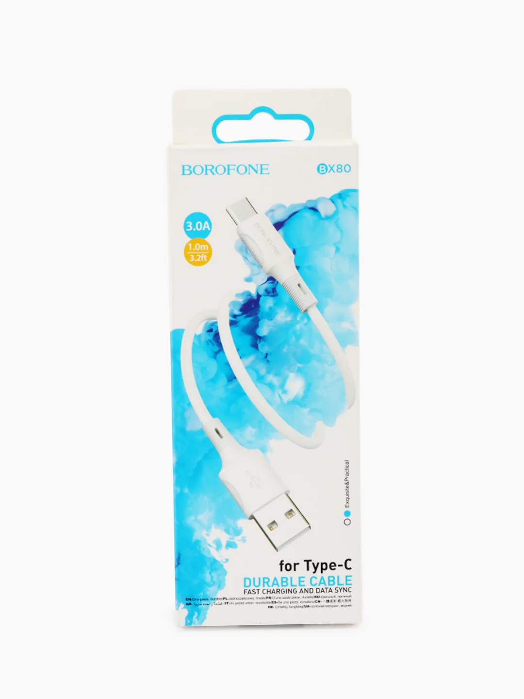 Белый кабель зарядный BOROFONE BX80 (1m, Micro-USB/Type-C/Lightning) для Android и Apple iPhone
