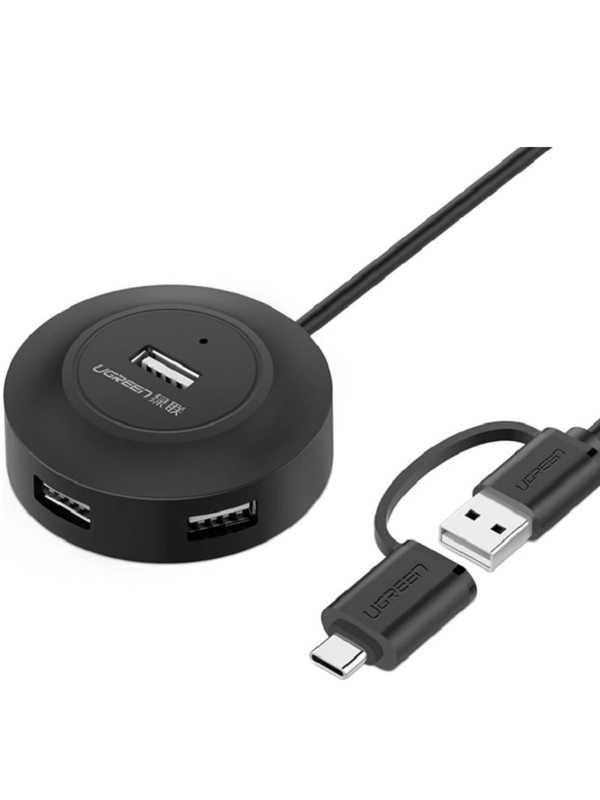 Хаб Ugreen CR106 (20277) USB 2.0 Hub 4 Ports. Длина 1 м. Цвет: черный