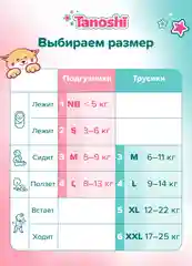 Трусики-подгузники для детей Tanoshi, размер XL, 12-22 кг, 38 штук