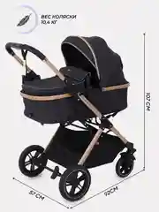 Черный коляска детская трансформер MOWBaby JASPER, 3 в 1