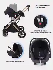Черный коляска детская трансформер MOWBaby JASPER, 3 в 1