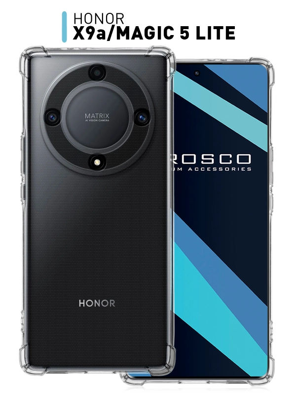 Противоударный чехол ROSCO для Honor X9a, Honor Magic5 Lite, силиконовый, прозрачный