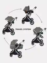 Зеленый коляска детская трансформер MOWBaby JASPER, 3 в 1