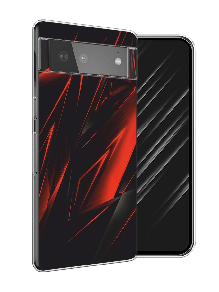 Красный силиконовый чехол на Google Pixel 6 / Гугл Пиксель 6 прозрачный, с рисунком, защита камеры