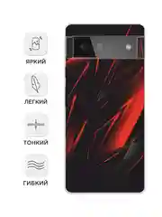 Красный силиконовый чехол на Google Pixel 6 / Гугл Пиксель 6 прозрачный, с рисунком, защита камеры