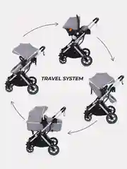 Серый коляска детская трансформер MOWBaby JASPER, 3 в 1