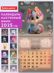 Календарь настенный на 2025 год перекидной, Brauberg, 12 листов, 22,5х22,5см, Мини