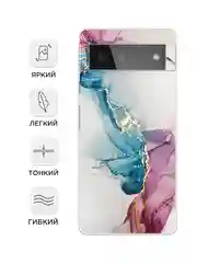 Ледяной силиконовый чехол на Google Pixel 6 / Гугл Пиксель 6 прозрачный, с рисунком, защита камеры