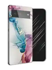 Ледяной силиконовый чехол на Google Pixel 6 / Гугл Пиксель 6 прозрачный, с рисунком, защита камеры