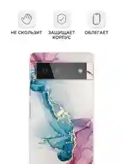 Ледяной силиконовый чехол на Google Pixel 6 / Гугл Пиксель 6 прозрачный, с рисунком, защита камеры