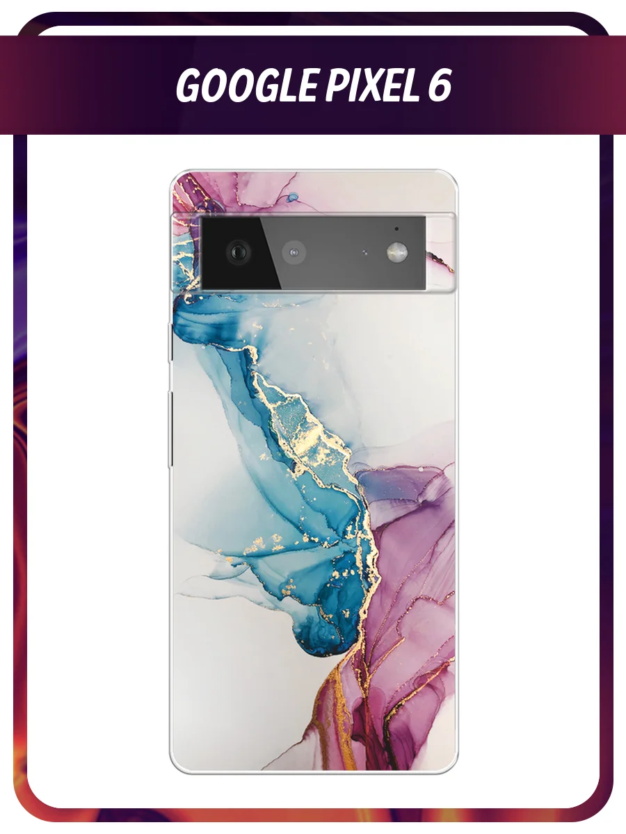 Ледяной силиконовый чехол на Google Pixel 6 / Гугл Пиксель 6 прозрачный, с рисунком, защита камеры