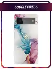 Ледяной силиконовый чехол на Google Pixel 6 / Гугл Пиксель 6 прозрачный, с рисунком, защита камеры