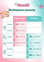 Трусики-подгузники для детей Tanoshi, размер L, 9-14 кг, 44 штук