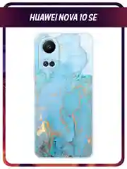 Светло-синий силиконовый чехол на Huawei Nova 10 SE 4G, Хуавей Нова 10 SE, с рисунком, защита камеры