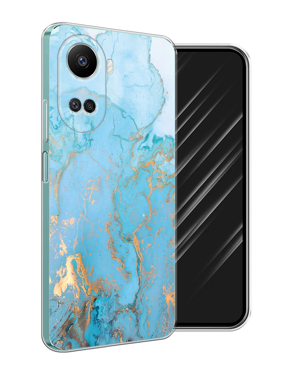 Светло-синий силиконовый чехол на Huawei Nova 10 SE 4G, Хуавей Нова 10 SE, с рисунком, защита камеры
