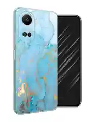 Светло-синий силиконовый чехол на Huawei Nova 10 SE 4G, Хуавей Нова 10 SE, с рисунком, защита камеры