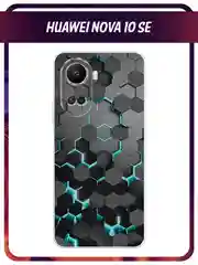 Бирюзовый силиконовый чехол на Huawei Nova 10 SE 4G, Хуавей Нова 10 SE, с рисунком, защита камеры