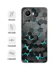 Бирюзовый силиконовый чехол на Huawei Nova 10 SE 4G, Хуавей Нова 10 SE, с рисунком, защита камеры