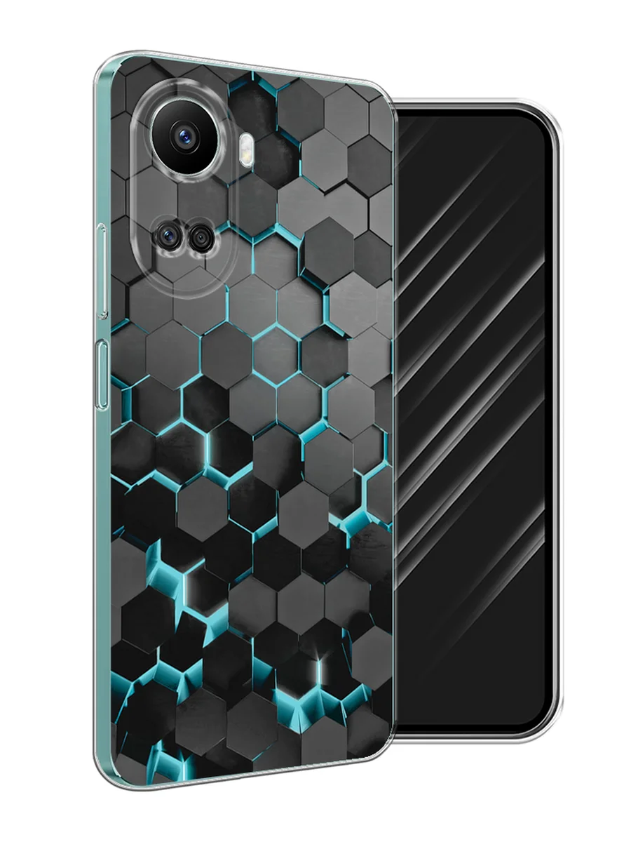 Бирюзовый силиконовый чехол на Huawei Nova 10 SE 4G, Хуавей Нова 10 SE, с рисунком, защита камеры