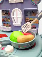 Сиреневый игровая детская кухня, набор кухни, посуды 25 предметов